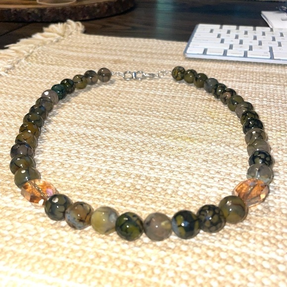 2/$30  Agate Amber 12mm Handmade Chunky Necklace 20'' long - Picture 5 of 6